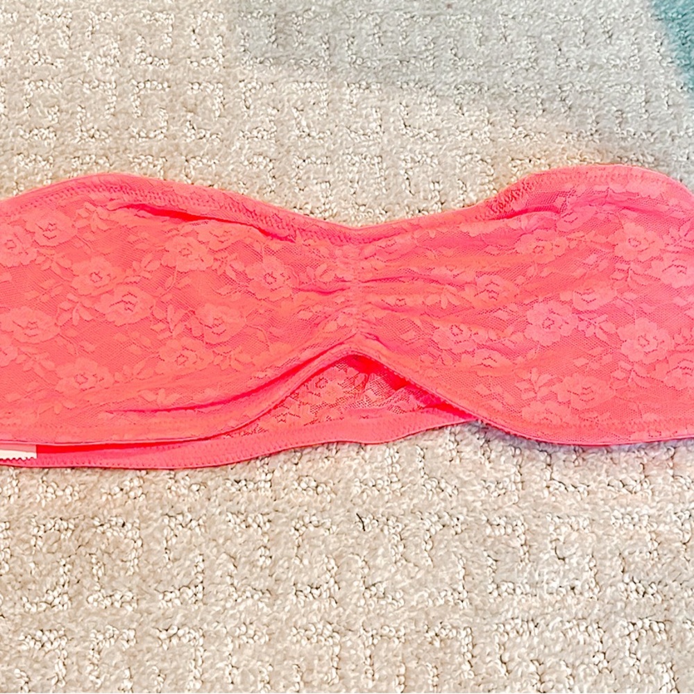 NWT | VS PINK | Lacey Bandeau | Florescent | Floral | Pink Orange